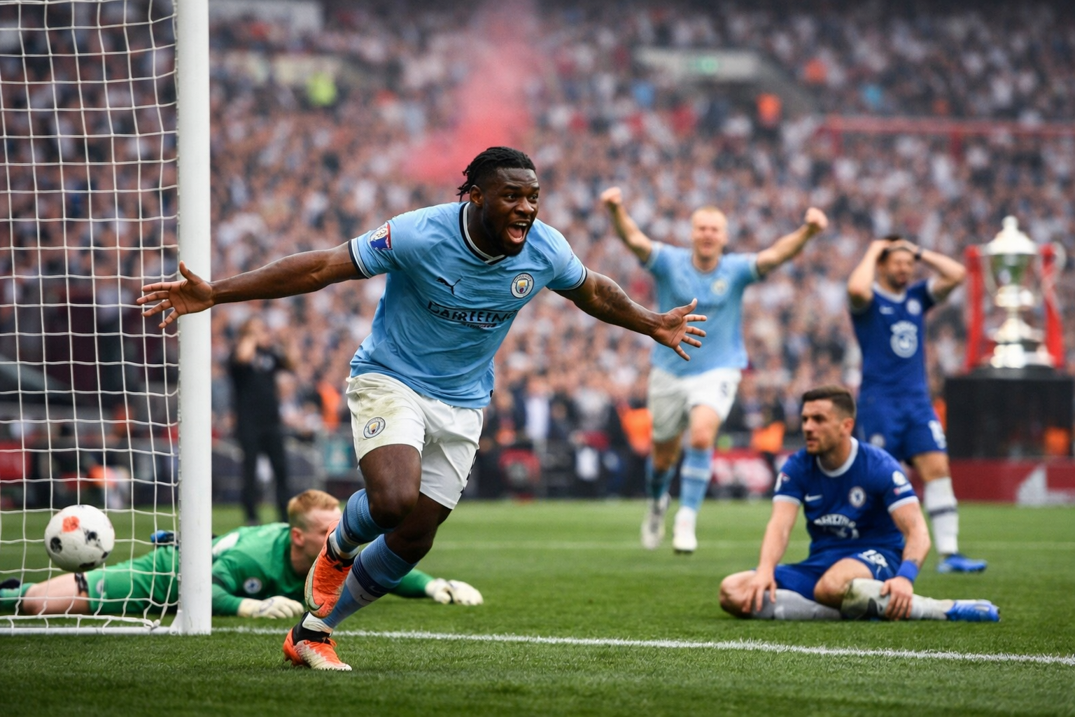 Feature image for Manchester City edge Chelsea to win FA Cup as Antoine Semenyo settles Wembley final