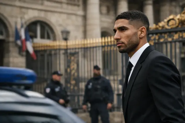 Feature image for Achraf Hakimi appears before Versailles appeal chamber as legal case enters key stage